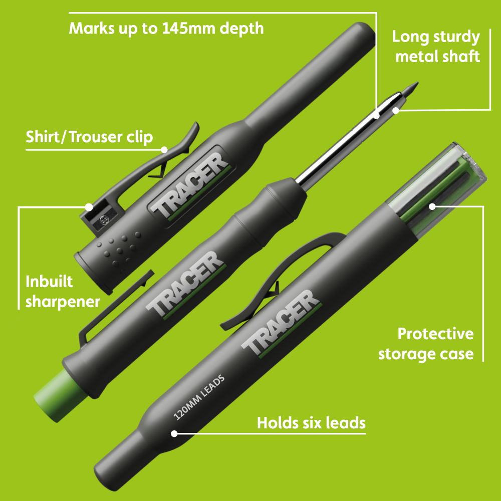 Tracer Deep Hole Construction Pencil w/ Replacement Lead set