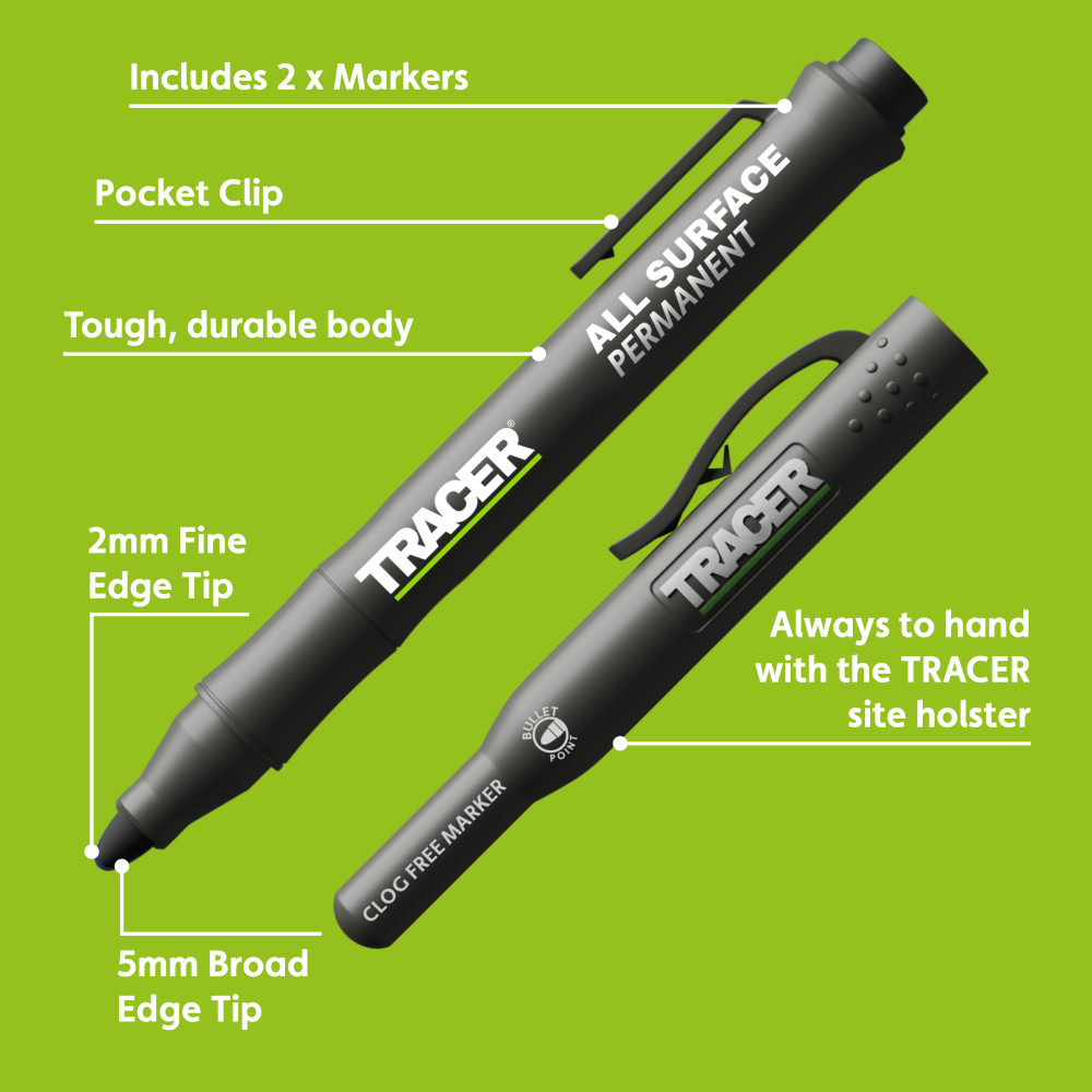 Tracer Twin Black Clog Free Marker set