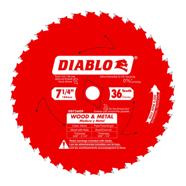 Diablo 36-Teeth Carbide Saw Blade for Wood and Metal