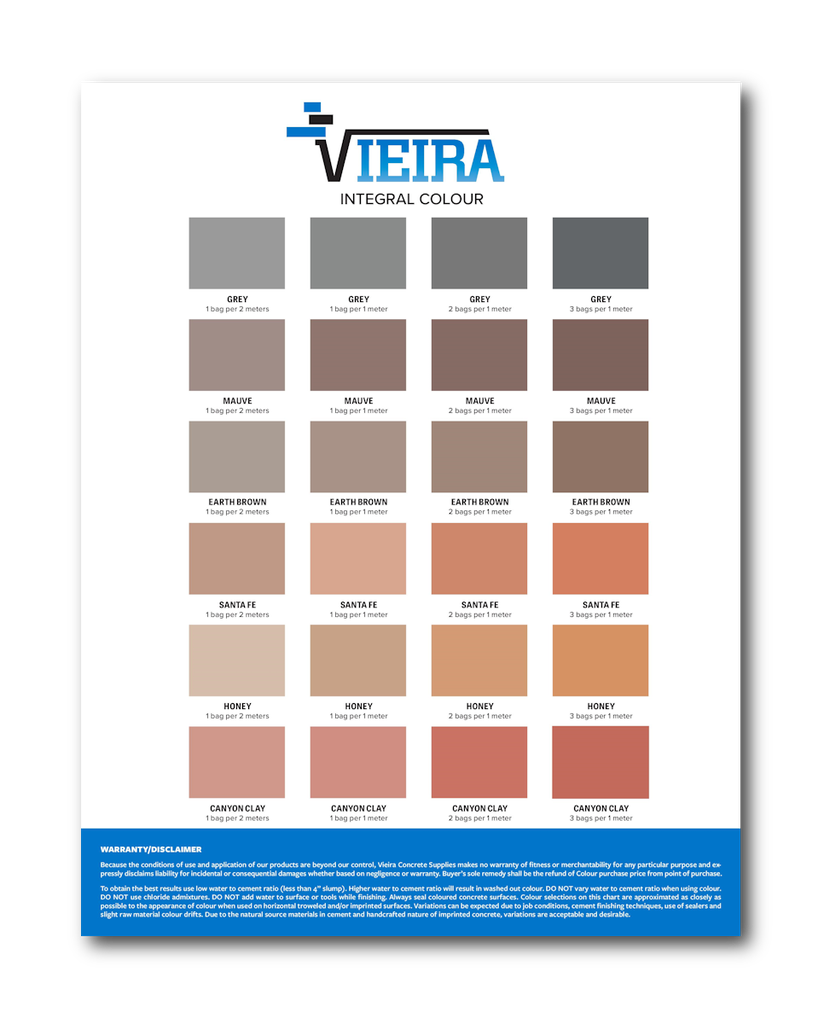 Vieira Integral Colour Chipped Colour Card Vieira Concrete Supplies